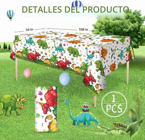 Vista 7 de Tegeme 1 mantel de plástico de dinosaurio para fiestas, 54 x 108 pulgadas, desechable, impermeable, con estampado de dinosaurios, para suministros