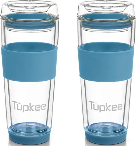 Vista 9 de Vaso de vidrio de doble pared, 14 onzas, todo de vidrio, reutilizable, aislado, taza de té/café con tapa, soplado a mano, taza de viaje, color negro