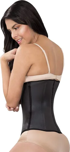 Vista 3 de Fiorella Shapewear Clip y cremallera de látex cintura Cincher entrenador corsé negro Fajas Colombianas reductoras 207B2