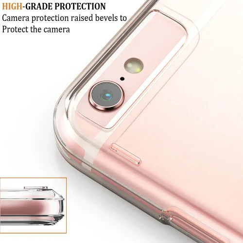 Vista 4 de Funda transparente para iPhone 6, iPhone 6S, funda híbrida transparente para parachoques, funda para teléfono inteligente, resistente a los 2-HD
