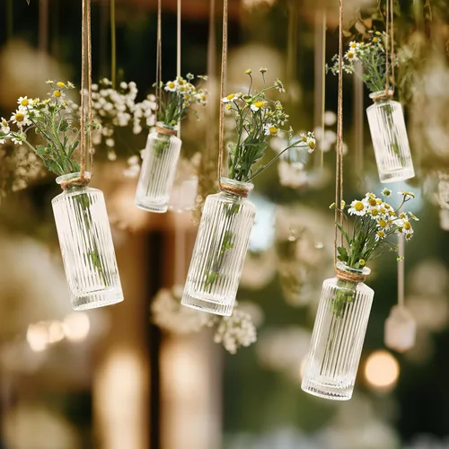 Vista 8 de ComSaf Jarrones Pequeños para Flores, Mini Jarrones de Cristal Transparente al por Mayor, Mini Jarrón de Flores de 5.2 Pulgadas de Alto, Jarrones
