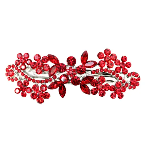 Vista 6 de Faship Clip de pasador de pelo de cristal floral AB multicolor