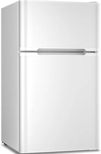Vista 9 de Antarctic Star Mini refrigerador con congelador, refrigerador compacto de doble puerta, termostato ajustable, refrigerador pequeño para dormitorio