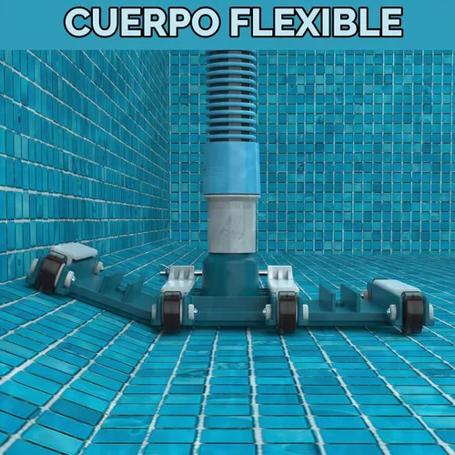 Vista 5 de POOLWHALE Cabezal de aspiradora de piscina flexible de 14" con ruedas, mango de control de dirección giratoria para piscinas enterradas y sobre