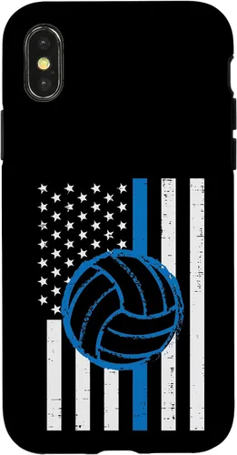 Vista 5 de US Flag Blue Line Volleyball Vintage Patriotic Police Cop Case for iPhone 17