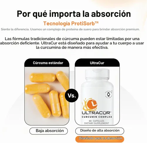 Vista 3 de UltraCur - Curcumina Cúrcuma - Curcumina de acción rápida altamente biodisponible - 60 cápsulas vegetarianas