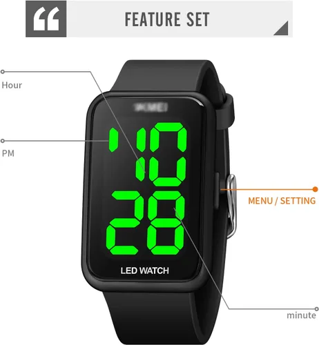 Vista 4 de TOOCAT Digital Sport Watch, Fashion LED Large Digital Display Watch Outdoor 50M Waterproof Rubber Bands Wristwatch for Men Women Teens Students