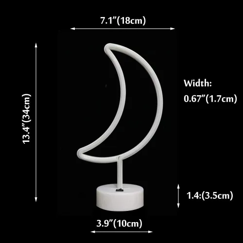 Vista 4 de Letreros LED de neón de luna, luces nocturnas moradas de media luna con USB, funciona con pilas, lámpara de luna para fiesta de cumpleaños, boda