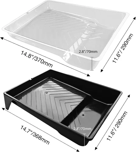 Vista 2 de Great Andrew Paquete de 4 Forros para Bandejas de Pintura de 9 Pulgadas, 2 Bandejas de Plástico Resistente con 2 Forros Desechables para Bandejas