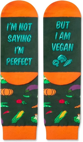 Vista 4 de HAPPYPOP Divertidas ideas de regalos veganos, regalos veganos para mujeres, regalos para veganos, regalos vegetarianos, calcetines veganos