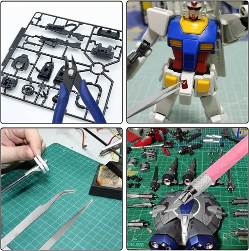 Vista 7 de WMYCONGCONG Kit de herramientas de 17 piezas para construcción de pasatiempos, juego de manualidades para Gundam Basic Model Building, reparación