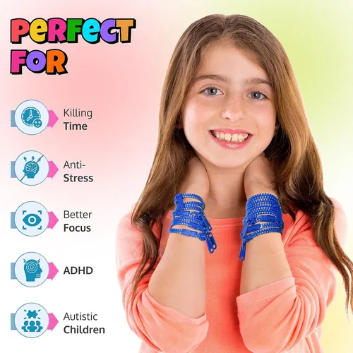 Vista 2 de UpBrands Paquete de 12 pulseras azules con cremallera de 7 pulgadas, recuerdos de fiesta inspirados en el océano para el Día Mundial de los Océanos
