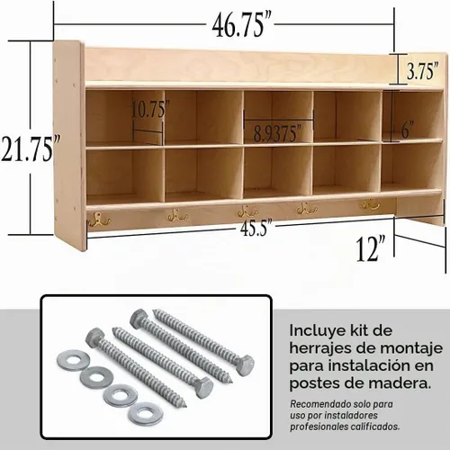 Vista 3 de Contender C51409 Casillero para pared, con compartimentos cúbicos, sin charolas.
