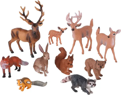 Vista 7 de JOKFEICE 10 piezas de plástico figuras de animales del bosque modelo de acción proyecto de ciencia juguetes educativos regalo de cumpleaños