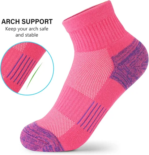 Vista 2 de Gonii Calcetines tobilleros para mujer, atléticos, gruesos, acolchados, para correr, senderismo, corte bajo, 5 pares