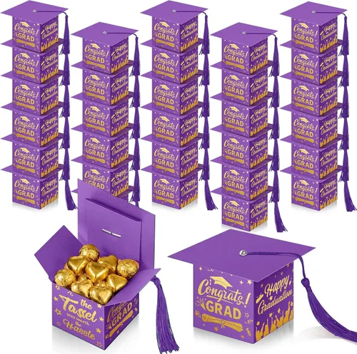 Vista 19 de TaoBary 30 cajas de dulces de graduación 2026, decoraciones de graduación, regalos de fiesta, caja de gorra de graduación con borla para suministros