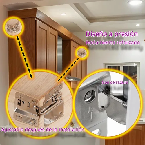 Vista 8 de Par de conectores colgantes de soporte de montaje de gabinete, soportes ajustables y resistentes para colgar gabinetes de cocina, accesorios