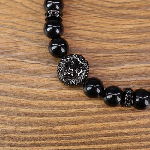 Vista 4 de COAI Pulsera de león con cuentas de piedra para hombres y mujeres, Piedra