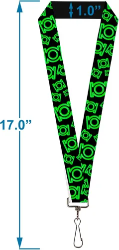 Vista 3 de Hebilla Abajo Cordón-1.0 "-Linterna Verde Eléctrica Logo Disperso Negro