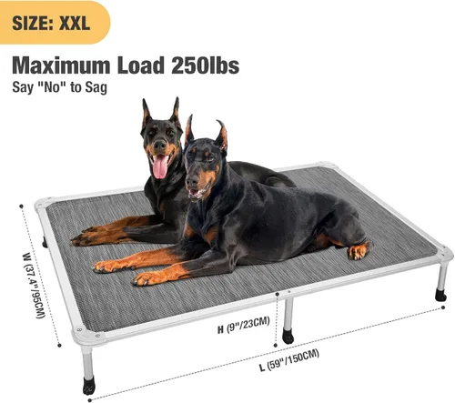 Vista 9 de Veehoo Cama elevada para perros a prueba de mordidas - Cuna elevada refrescante para mascotas - Marco de aluminio plateado y tela de malla