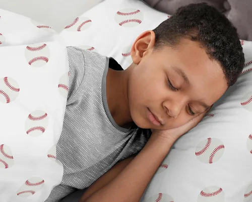 Vista 3 de Sweet Jojo Designs Juego de edredón individual de 2 piezas (deportes con parches de béisbol) para niños, ropa de cama para niños, ropa de cama