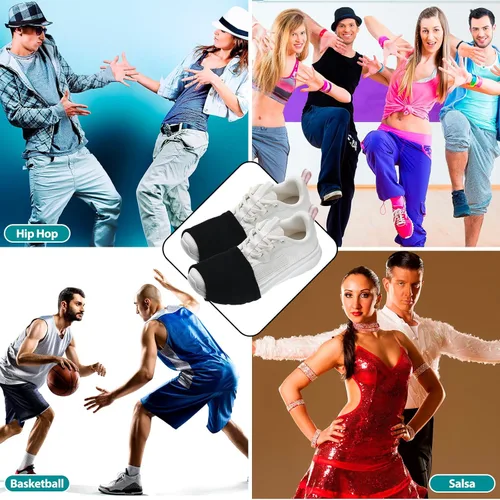 Vista 7 de Haysandy 8 Pares de Fundas para Zapatos de Baile Sobre Calcetines para Mujeres Bailarinas Negro