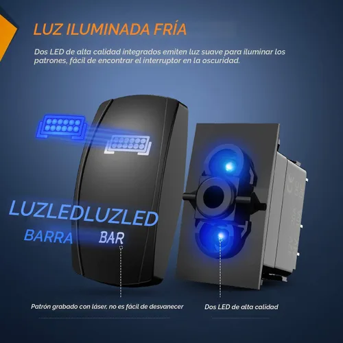 Vista 6 de Nilight Barra de luz LED, 2 piezas de 18 W, luces LED todoterreno de 12 V y 5 pines, interruptor basculante, kit de arnés de cableado de barra