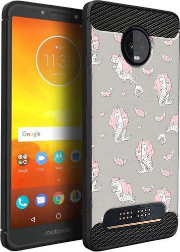 Vista 14 de CasesOnDeck Funda compatible con [Motorola Moto Z3 Play Moto Z3] Moto Z3 Design, funda delgada negra flexible y elegante protección contra golpes