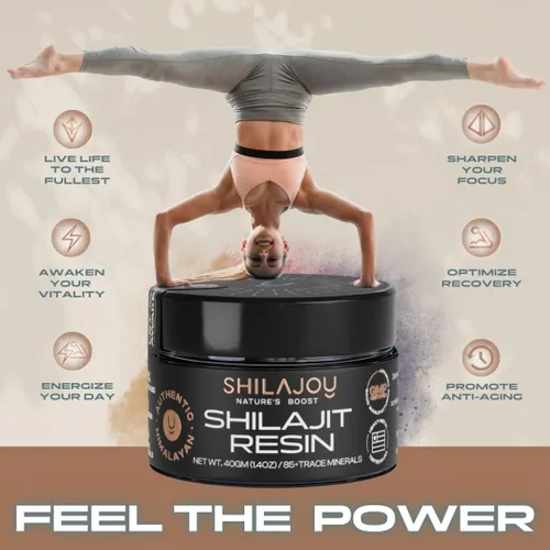 Vista 5 de Resina Shilajit orgánica para hombres y mujeres, grado oro puro del Himalaya con más de 75% de ácido fúlvico y más de 85 oligominerales, probada
