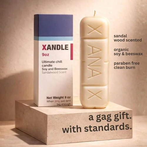 Vista 5 de Xanax - Vela con caja de regalo, XANDLE, velas geniales, regalos de elefante blanco, velas divertidas, velas novedosas, regalos divertidos