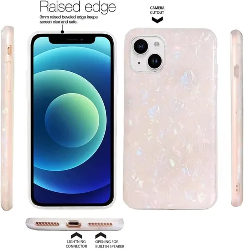 Vista 5 de J.west Funda compatible con iPhone 13 de 6.1 pulgadas, brillante y colorida con brillantina de ópalo translúcido, transparente, suave, TPU, ajuste