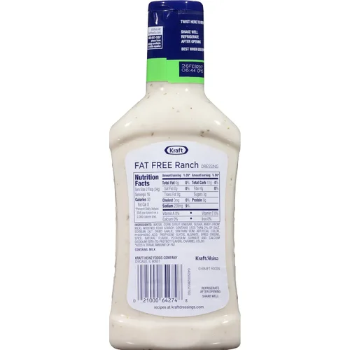 Vista 2 de Kraft Fat Free Classic Ranch Dressing (16 oz Bottles, Pack of 6)