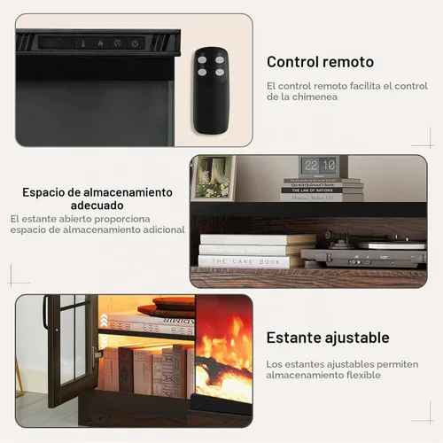 Vista 5 de 4 EVER WINNER Soporte de TV con chimenea de 70 pulgadas para televisores