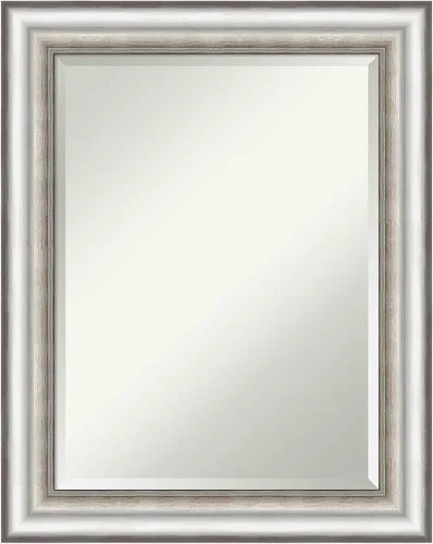 Vista 13 de Amanti Art Espejo de pared plateado de 25 x 21 pulgadas, espejo rectangular plateado de salón para baño, decoración de pared de sala de estar, marco