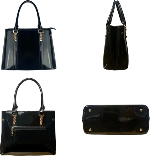 Vista 2 de Nevenka Bolso de hombro grande con asa superior de charol para mujer
