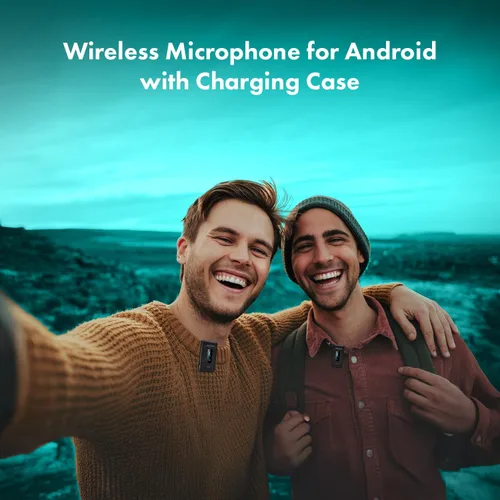 Vista 2 de Movo WMX-2-C Micrófono inalámbrico para dispositivos USB-C, sistema de micrófono inalámbrico Lavalier con estuche de carga, micrófono de solapa