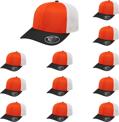 Vista 82 de Cap America i8502 Flexfit 110 Premium - Gorra de camionero de perfil medio con 6 paneles de malla trasera con protección UV y cierre ajustable