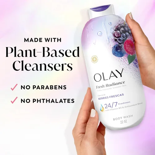 Vista 5 de Olay Gel de baño para mujer, Fresh Radiance, frescura amante de la piel 24/7, visiblemente radiante, limpiadores a base de plantas, vitamina B3