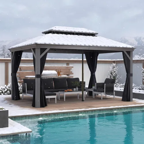 Vista 50 de PURPLE LEAF - Gazebo para exteriores de 10 x 12 pies, con sistema de drenaje