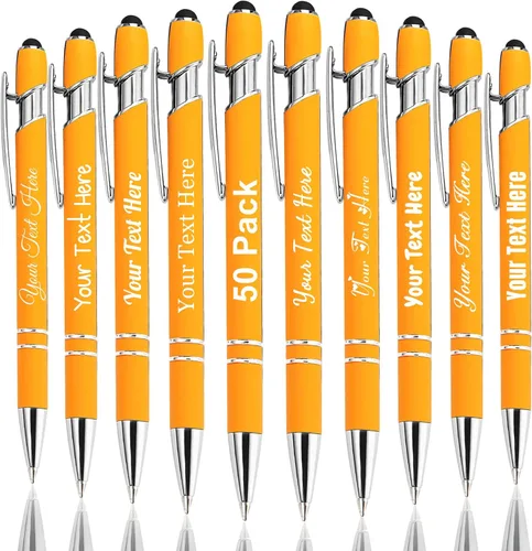 Vista 112 de Hasta 300 bolígrafos personalizados a granel con nombre personalizado con grabado gratis, puntas de lápiz capacitivo grabado, bolígrafo