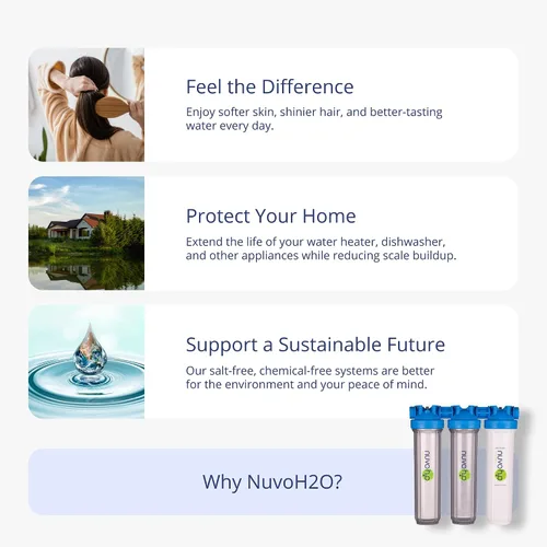 Vista 6 de NuvoH2O Cartucho de repuesto para sistema de trío para todo el hogar, avanzado sistema de filtro de agua de 3 etapas con filtro de cítricos sin sal