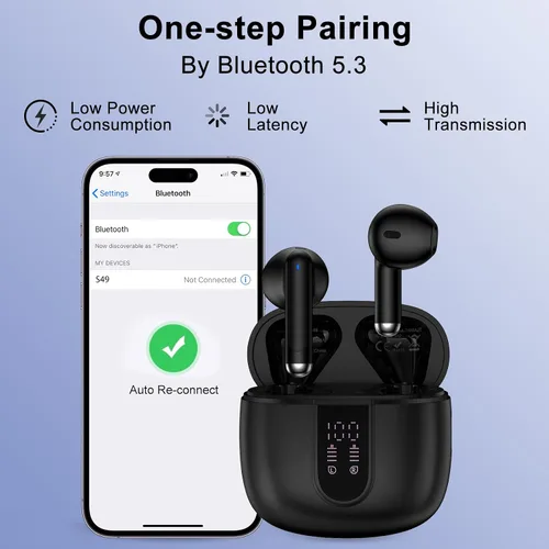 Vista 5 de Samsung - Auriculares inalámbricos Bluetooth para Samsung Galaxy A16 5G A17 A36 A56 A26 S25 Ultra FE A15 A35, auriculares impermeables con micrófono