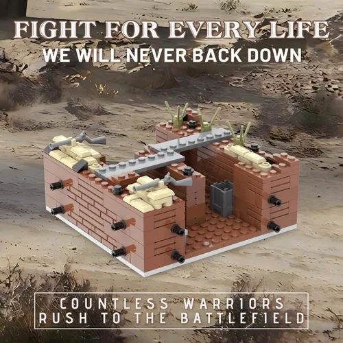 Vista 6 de WW2 Charge Point - Juego de bloques de construcción militares (221 piezas) adecuado para acción militar, minifiguras de combate, escenarios
