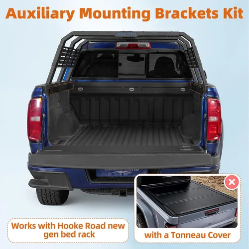Vista 3 de Kit de Soportes de Montaje Auxiliares Hooke Road Compatible con 2015-2022 Chevrolet Chevy Colorado y GMC Canyon, Solo Funciona con Rack de Cama