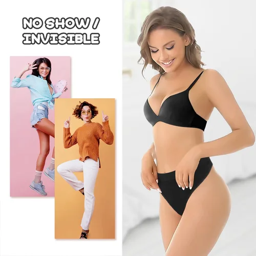 Vista 7 de Dokeawo Womens Underwear Seamless Thongs, No Show Thongs Underwear for Women Pack, Breathable Womens Thong Underwear