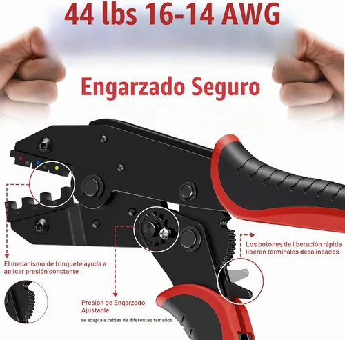 Vista 3 de Kuject Kit de pelacables y herramienta de crimpado, 3 en 1 autoajustable para pelar cables de 10-24 AWG con juego de herramientas de crimpado