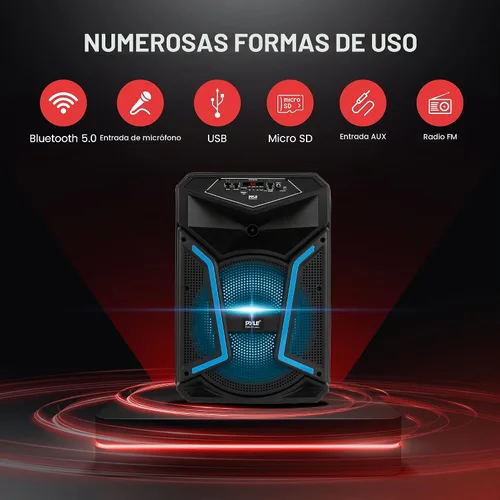 Vista 3 de Pyle - Sistema de bocinas PA portátil con Bluetooth - Altavoz Bluetooth para exteriores de 800W, sistema de bocinas PA portátil con micrófono