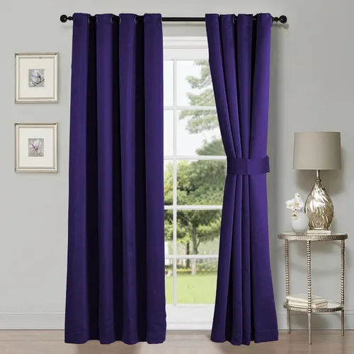 Vista 19 de HESTIN Juego de cortinas opacas de 4 piezas (incluye 2 paneles y 2 alzapaños), cortinas opacas con aislamiento térmico sólido con ojales