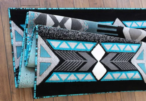 Vista 5 de Masada Rugs, Southwest Native American Design - Alfombra turquesa (5 pies x 7 pies)