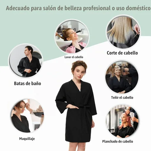 Vista 2 de Izzycka Capa de color para el cabello, batas para cliente de salón, capa de peluquería grande con bolsillo, envoltura de spa impermeable, bata
